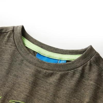 Kindershirt met lange mouwen dinosaurusprint 104 gemleerd kakikleurig - thumbnail