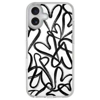 iPhone 16 hybride hoesje - Midnight hearts
