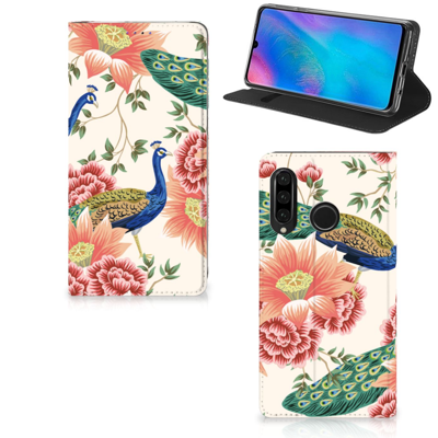 Smartphone hoesje voor Huawei P30 Lite New Edition Pink Peacock