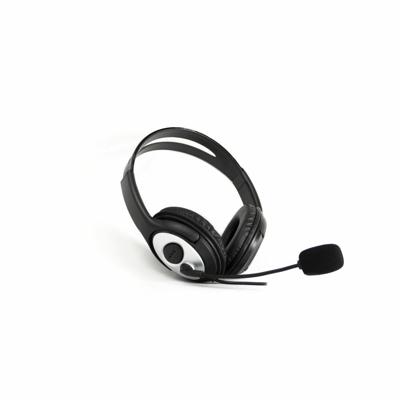 CoolBox CoolChat 3.5 in-ear hoofdtelefoon met microfoon, volumeregeling op de kabel, licht, verstelbare hoofdband, 2 m, jack 3,5 mm, voor pc, tablet, laptop, zwart