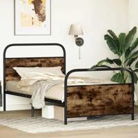 Bedframe zonder matras bewerkt hout gerookt eiken 100x190 cm - thumbnail