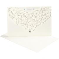 Creativ Company Kaart met envelop, afmeting kaart 12x17,7 cm, afmeting envelop 18,x12,5 cm, 230 gr, off-white, 5 set/ 1 doos - thumbnail