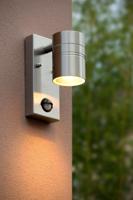 Lucide ARNE-LED IR - Wandspot / Wandlamp Binnen/Buiten - Ø 6,3 cm - LED - GU10 - 1x5W 2700K - IP44 - Beweging & dag/nacht sensor - Mat chroom - thumbnail