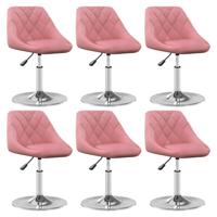 Eetkamerstoelen draaibaar 6 st fluweel roze - thumbnail