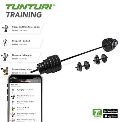 Tunturi Halterset l 50 kg l Dumbellset met 1 lange en 2 korte stangen
