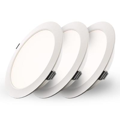 Set van 3 Georgia LED platte Inbouwspots wit - inbouwdiepte 25mm - 18 Watt 1820lm - Rond - 4000K Neutraal Wit - Ø220 mm - IP20 voor binnen