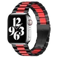 By Qubix - Stalen schakelband - Zwart met rood - Compatible met Apple watch 38mm / 40mm / 41mm / 42mm - Compatible Apple watch bandjes - thumbnail