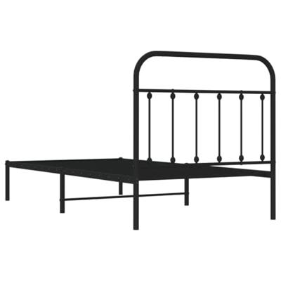 Bedframe met hoofdbord metaal zwart 100x190 cm