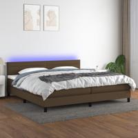 Boxspring met matras en LED stof donkerbruin 200x200 cm - thumbnail