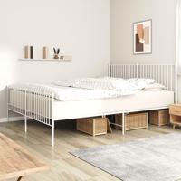 Bedframe met hoofd- en voeteneinde metaal wit 200x200 cm - thumbnail