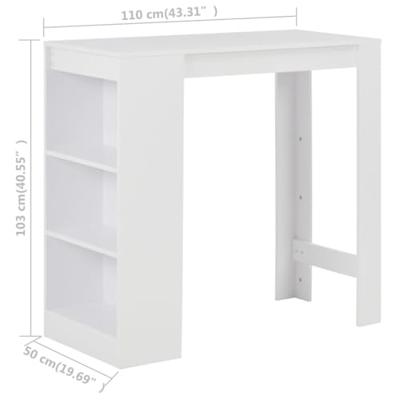 Bartafel met schap 110x50x103 cm wit