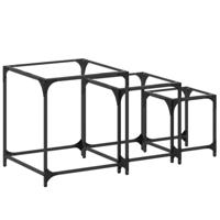 3-delige Tafeltjesset met transparant glazen blad staal - thumbnail