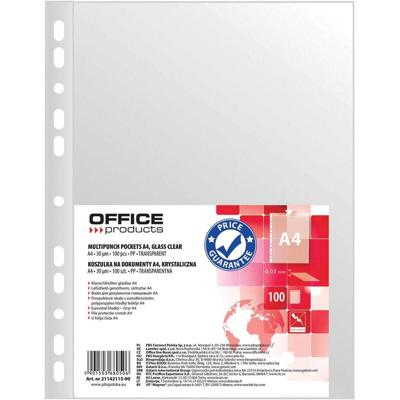 OFFICE products geperforeerde showtas, A4, 30 micron, glashelder, pak van 100 stuks