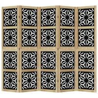 Kamerscherm met 5 panelen massief paulowniahout bruin en zwart - thumbnail