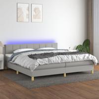 Boxspring met matras en LED stof lichtgrijs 200x200 cm - thumbnail