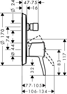 hansgrohe Metropol Classic afbouwdeel v. inbouw badkraan m. omstel chroom hansgrohe Metropol Classic afbouwdeel v. inbouw badkraan m. omstel chroom