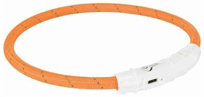 Trixie lichtgevende halsband hond flash usb tpu / nylon oranje Trixie lichtgevende halsband hond flash usb tpu / nylon oranje
