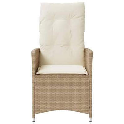 Tuinstoel verstelbaar met kussens poly rattan beige Tuinstoel verstelbaar met kussens poly rattan beige