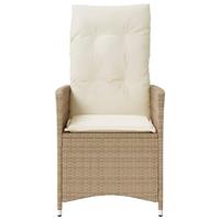 Tuinstoel verstelbaar met kussens poly rattan beige - thumbnail