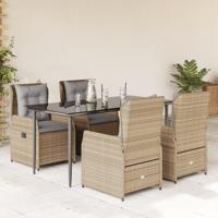 5-delige Tuinset met kussens poly rattan beige - thumbnail