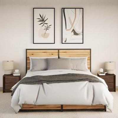 Nachtkastjes met LED 2 st bewerkt hout bruin eikenkleur Nachtkastjes met LED 2 st bewerkt hout bruin eikenkleur