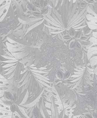 Noordwand Botanica Behang met grote bladeren in zilver 33301