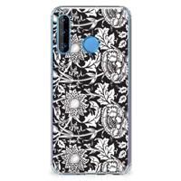 Huawei P30 Lite Case Black Flowers - thumbnail