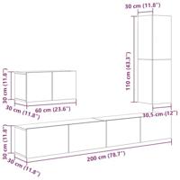 Tv-meubelset 4 pcs Oud hout 30.5 x 30 x 110 cm Bewerkt hout - thumbnail