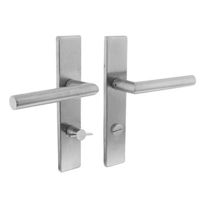 Deurkruk Jura op schild verdekt rechthoekig 219x40mm met nokken wc 72/8mm rvs EN1906/4