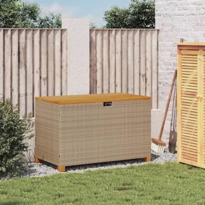 Tuinbox 110x55x63 cm poly rattan en acaciahout beige Tuinbox 110x55x63 cm poly rattan en acaciahout beige