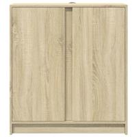 Dressoir met LED 77x34x85 cm bewerkt hout sonoma eikenkleurig - thumbnail