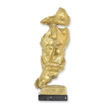 Bronzen sculptuur “spreek geen kwaad” - goudkleurig