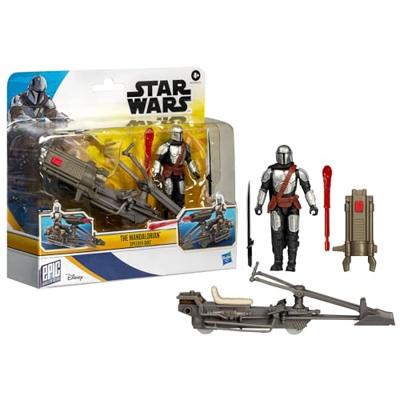 STAR WARS Epic World of Action The Mandalorian & Speeder Bike, 10 cm actiefiguur & voertuig, speelgoed voor 4-jarige jongens en meisjes en ouder STAR WARS Epic World of Action The Mandalorian & Speeder Bike, 10 cm actiefiguur & voertuig, speelgoed voor 4-jarige jongens en meisjes en ouder