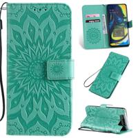 Gedrukt afdrukken zonnebloem patroon horizontale Flip PU lederen case voor Galaxy A80 met houder & kaartsleuven & portemonnee & Lanyard (groen) - thumbnail