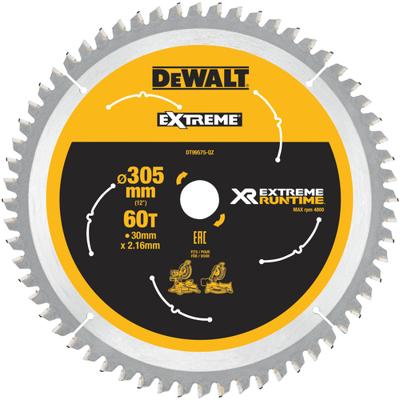 DeWALT Cirkelzaagblad voor Hout | Extreme Runtime | Ø 305mm Asgat 30mm 60T - DT99575-QZ