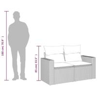 Tuinbank 2-zits met kussens poly rattan zwart - thumbnail