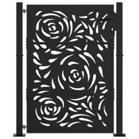 Poort met vlamontwerp 105x130 cm staal zwart - thumbnail