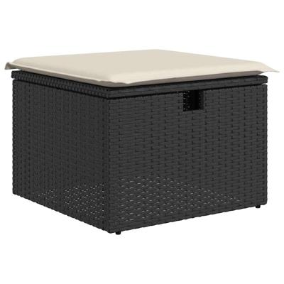5-delige Loungeset met kussens poly rattan zwart - thumbnail
