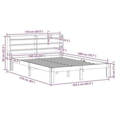 Bedframe met hoofdbord massief grenenhout 160x200 cm