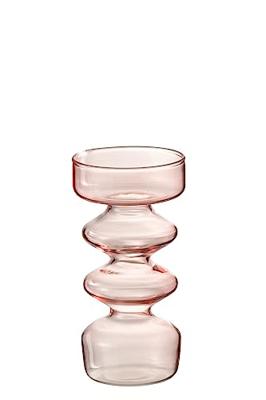 J-Line vaas Luna - glas - roze - small - 14 cm hoog