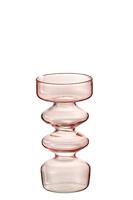 J-Line vaas Luna - glas - roze - small - 14 cm hoog - thumbnail
