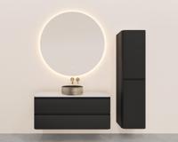 Onderkast Wiesbaden Novira 120x48 cm Afgeronde Hoeken Met 2 Laden 1 Uitsparing Mat Zwart - thumbnail