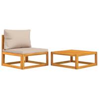 2-delige Loungeset met kussens massief acaciahout - thumbnail