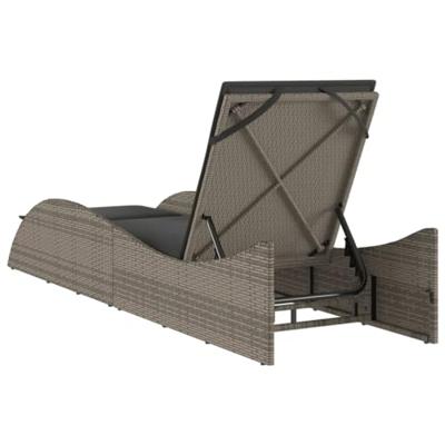 Ligbed met kussen 60x205x73 cm poly rattan grijs - thumbnail