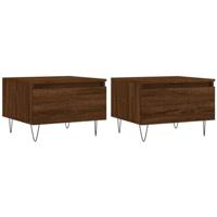 Salontafels 2 st 50x46x35 cm bewerkt hout bruin eikenkleur - thumbnail