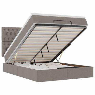 Ottoman bed met matras en LED's 140x190cm stof taupe