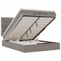 Ottoman bed met matras en LED's 140x190cm stof taupe - thumbnail