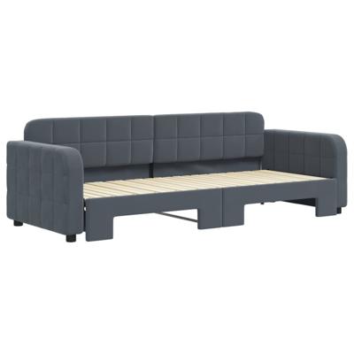 Slaapbank met onderschuifbed 80x200 cm fluweel donkergrijs