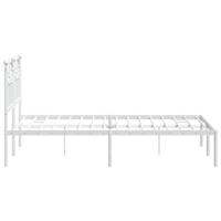 Bedframe met hoofdbord metaal wit 120x200 cm - thumbnail