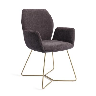 Jesper Home Misaki eetkamerstoel Almost Black beehive gold